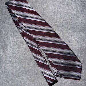 Pronto Uomo Silk Tie Red Gray Black Striped Classic Mens Neck Tie 58 Inch